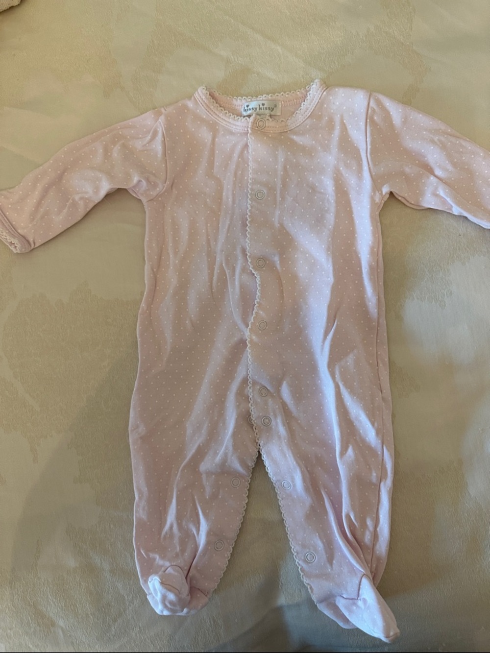 Kissy Kissy Light Pink Polka-Dot Footed One-Piece